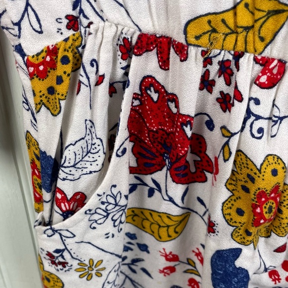 Old Navy Girls Cinch Waist Cream Multicolor Floral Print Skater Dress Size XL 14 - Picture 6 of 10